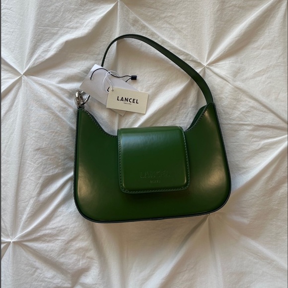 Lancel Green Leather Shoulder Bag
